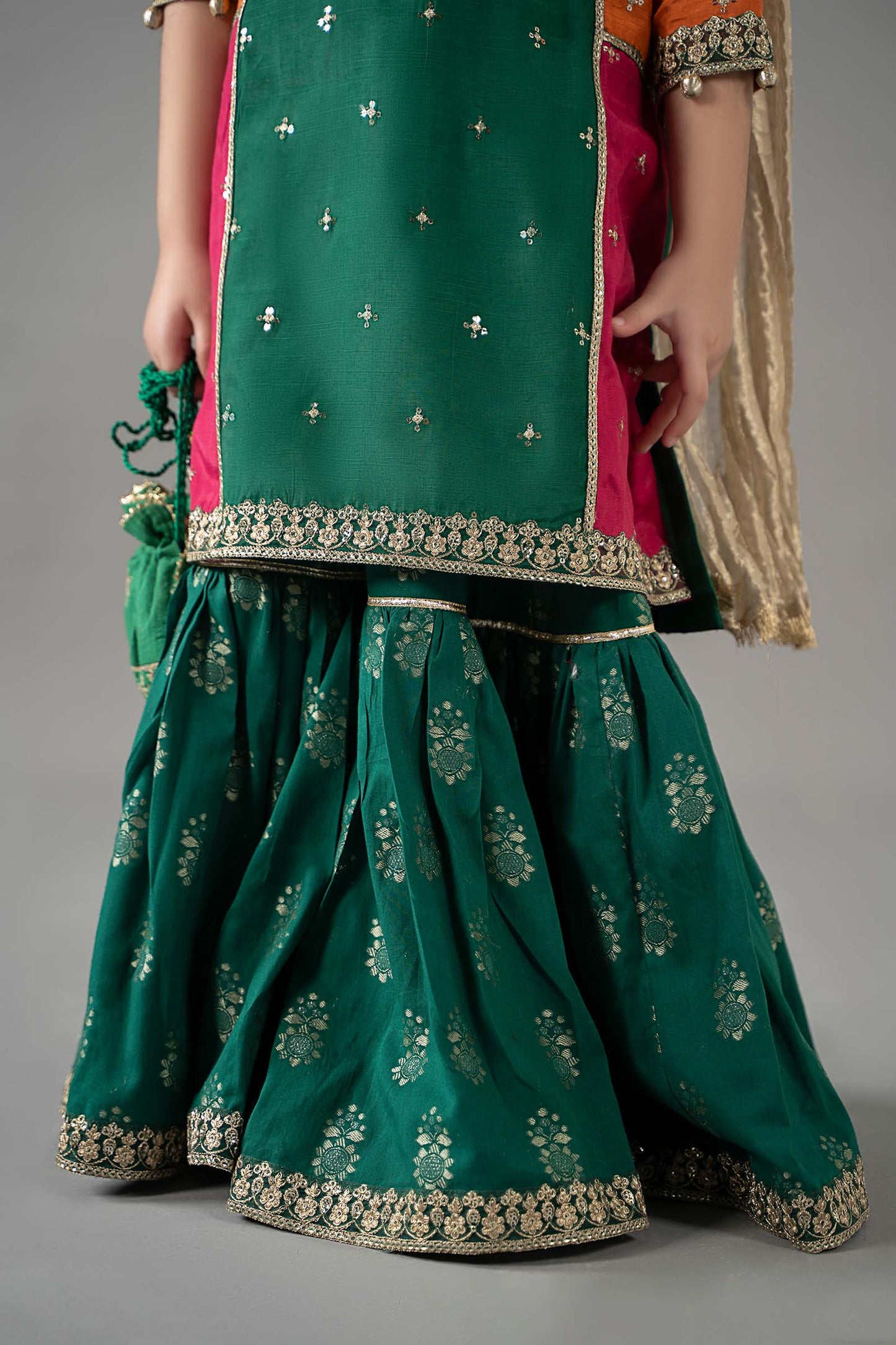 3 Piece Embroidered Raw Silk Suit