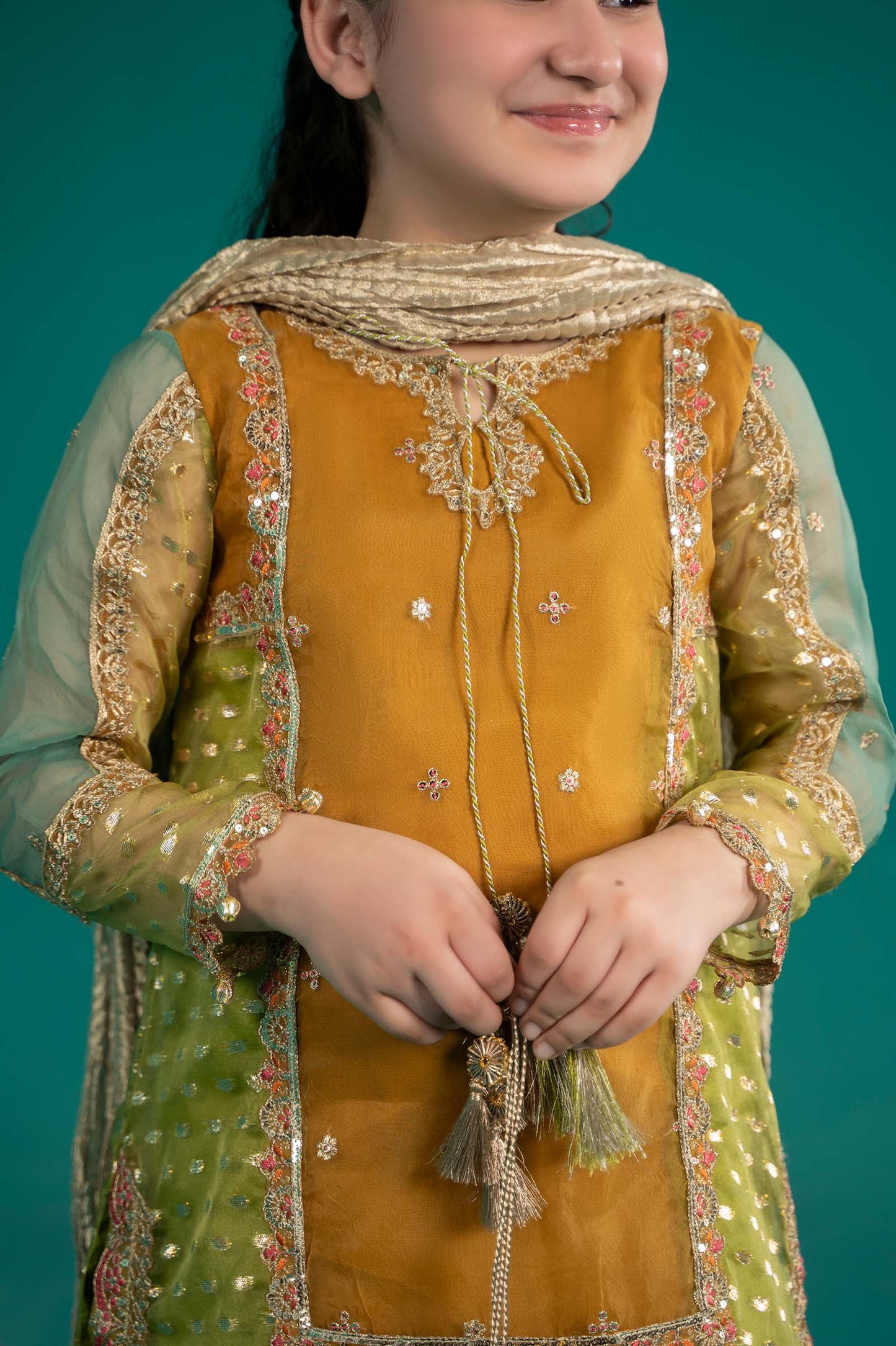 3 Piece Embroidered Organza Suit