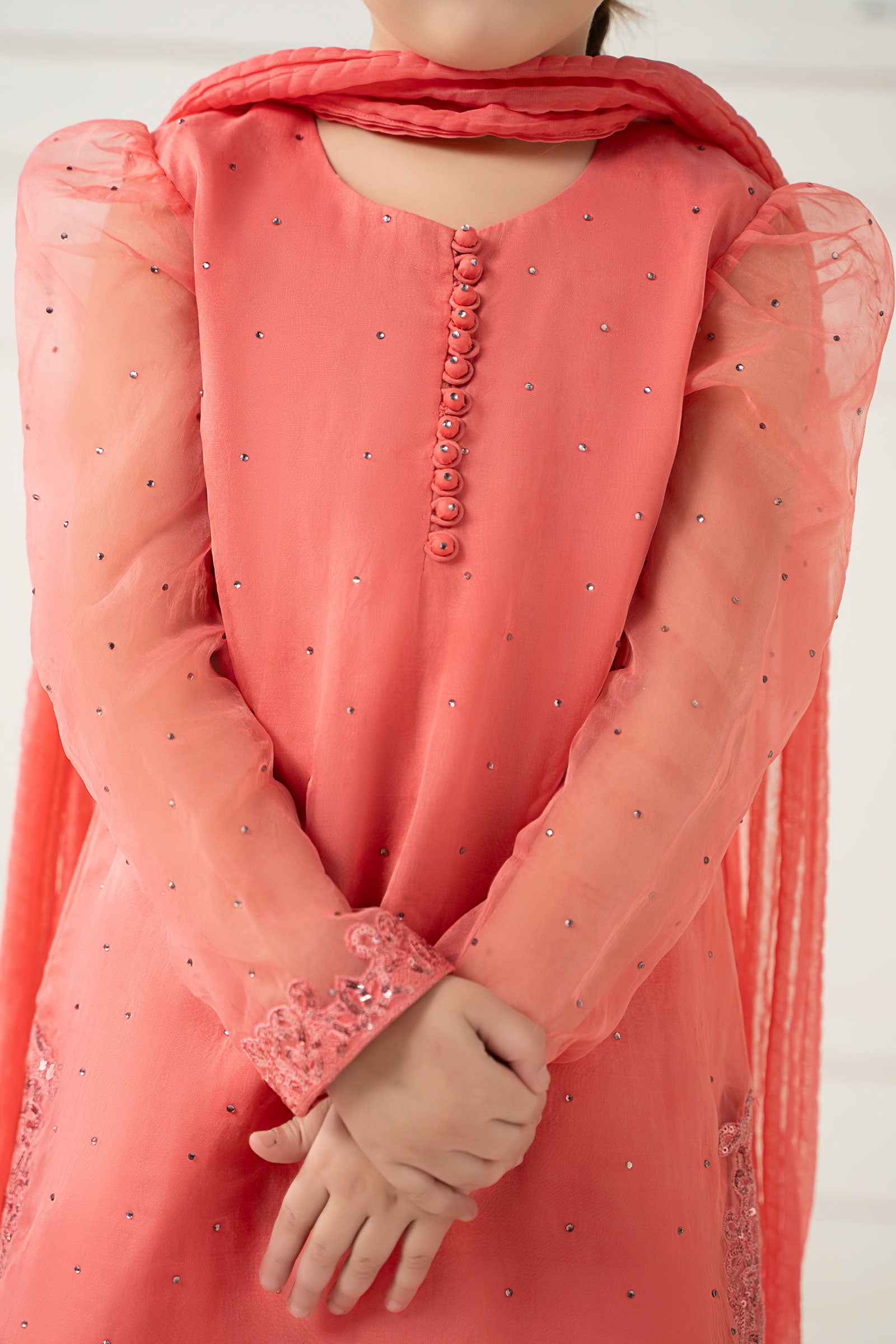 3 Piece Dyed Organza Suit