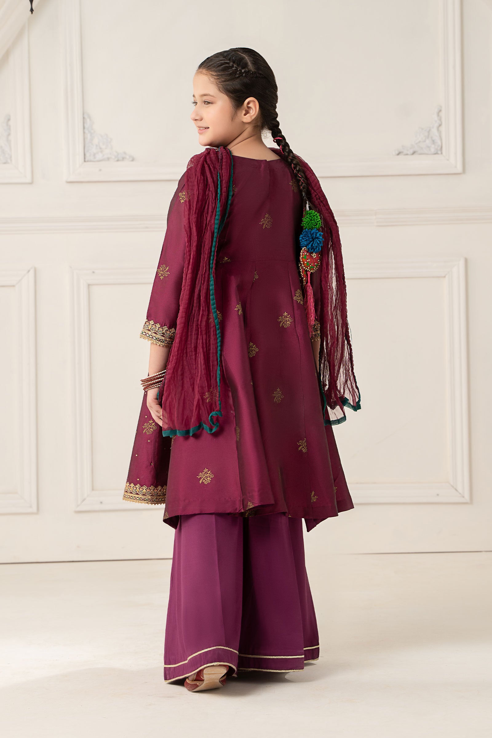 3 Piece Embroidered Polyester Net Suit