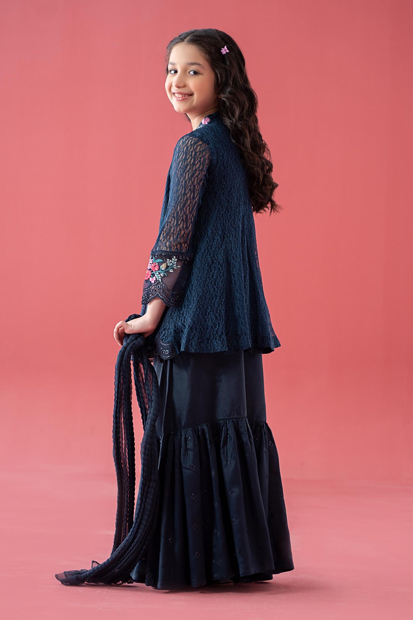 3 Piece Embroidered Chantelle Suit | MKS-EA25-45
