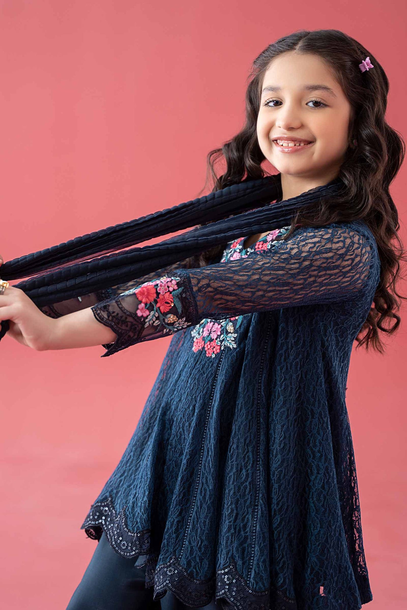 3 Piece Embroidered Chantelle Suit | MKS-EA25-45