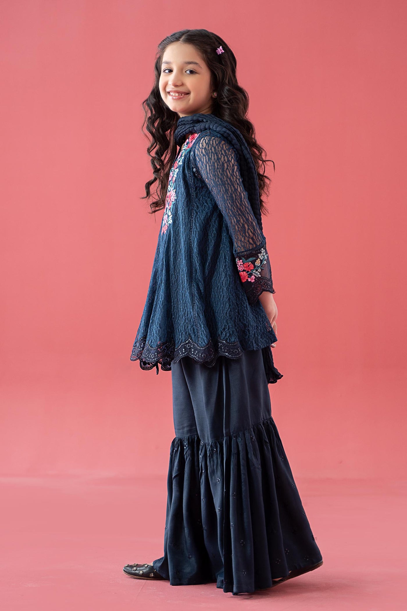 3 Piece Embroidered Chantelle Suit | MKS-EA25-45