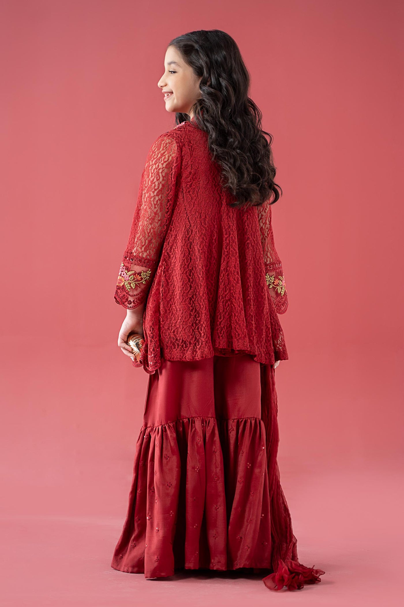 3 Piece Embroidered Chantelle Suit | MKS-EA25-45
