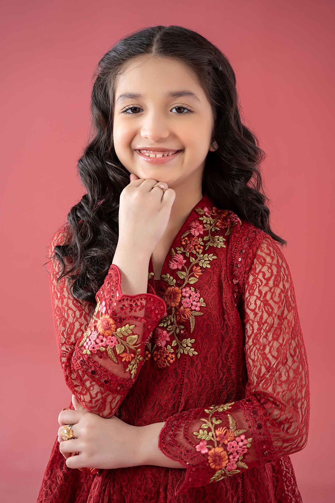 3 Piece Embroidered Chantelle Suit | MKS-EA25-45