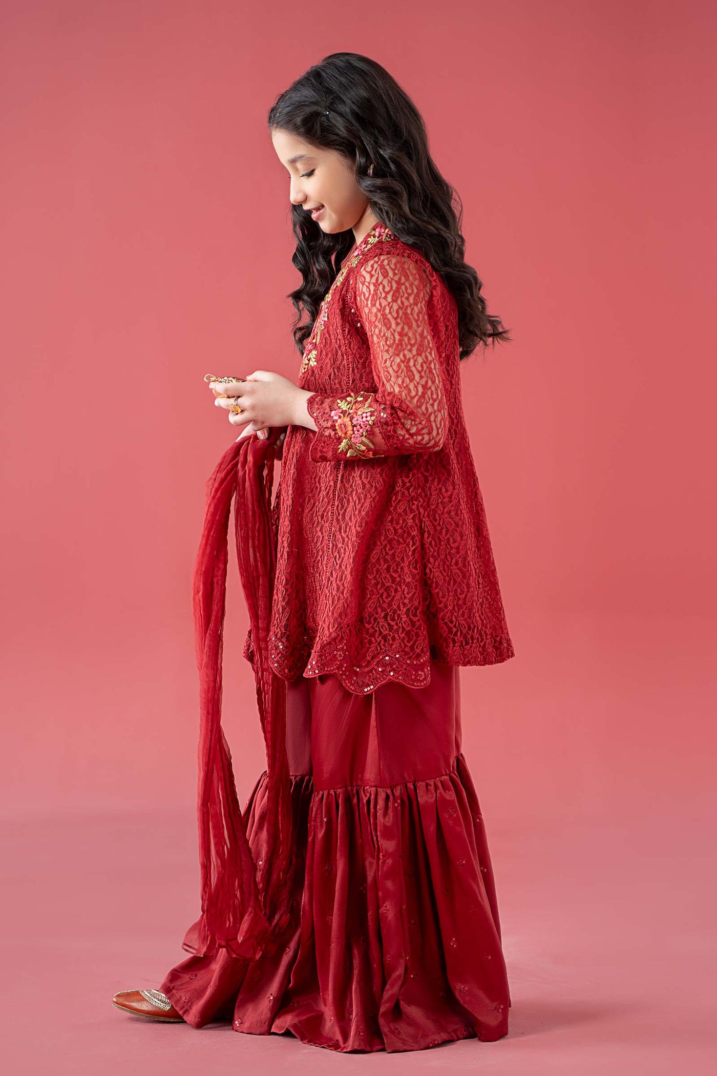 3 Piece Embroidered Chantelle Suit | MKS-EA25-45