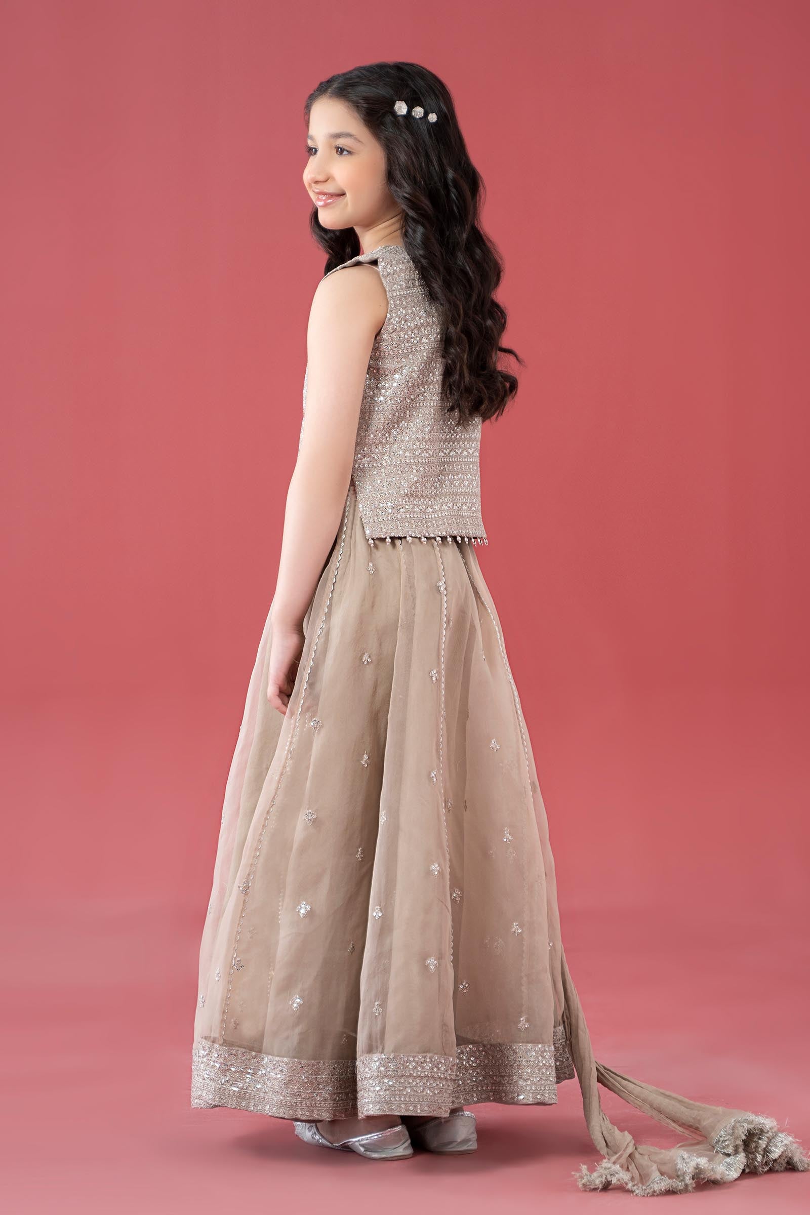 3 Piece Embroidered Raw Silk Suit