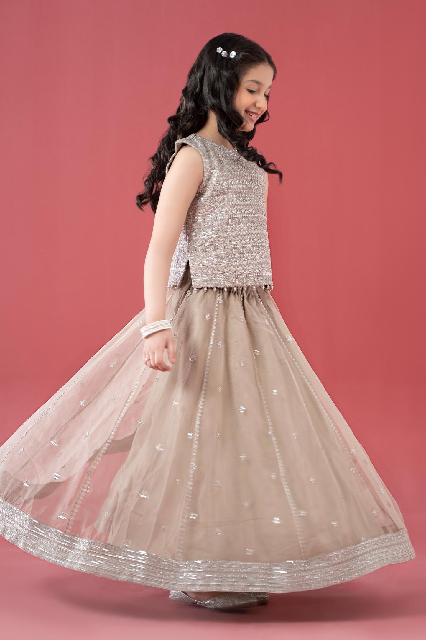 3 Piece Embroidered Raw Silk Suit