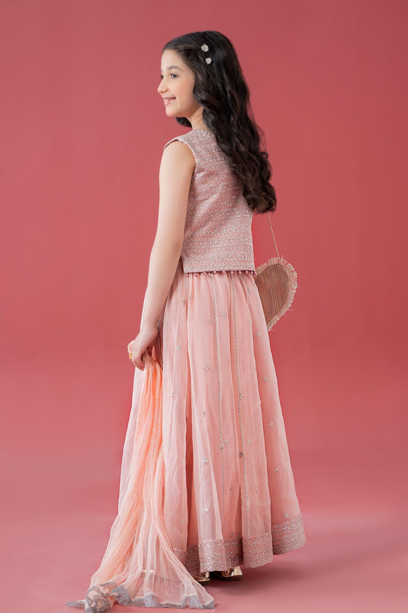 3 Piece Embroidered Raw Silk Suit | MKS-EA25-46
