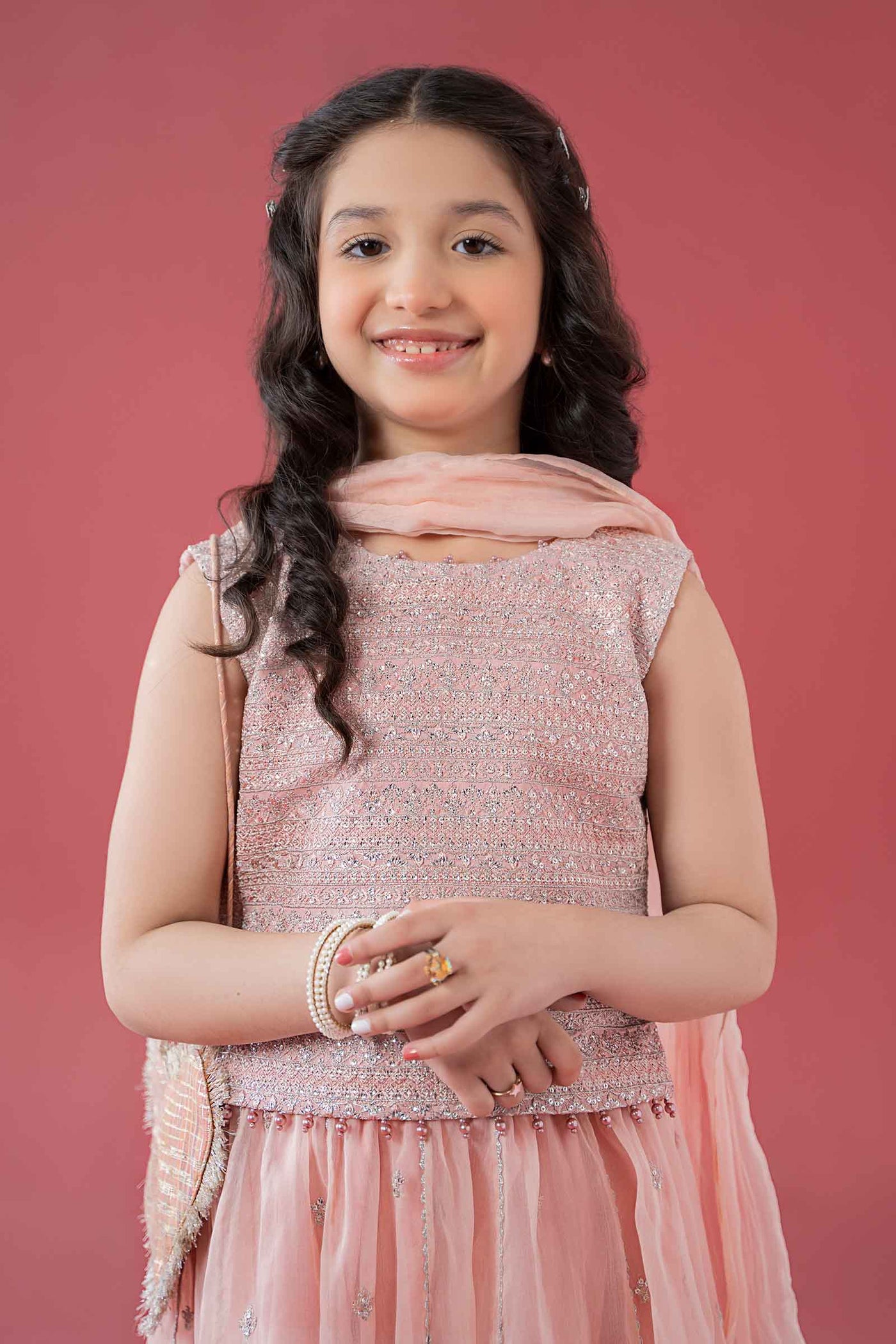 3 Piece Embroidered Raw Silk Suit | MKS-EA25-46