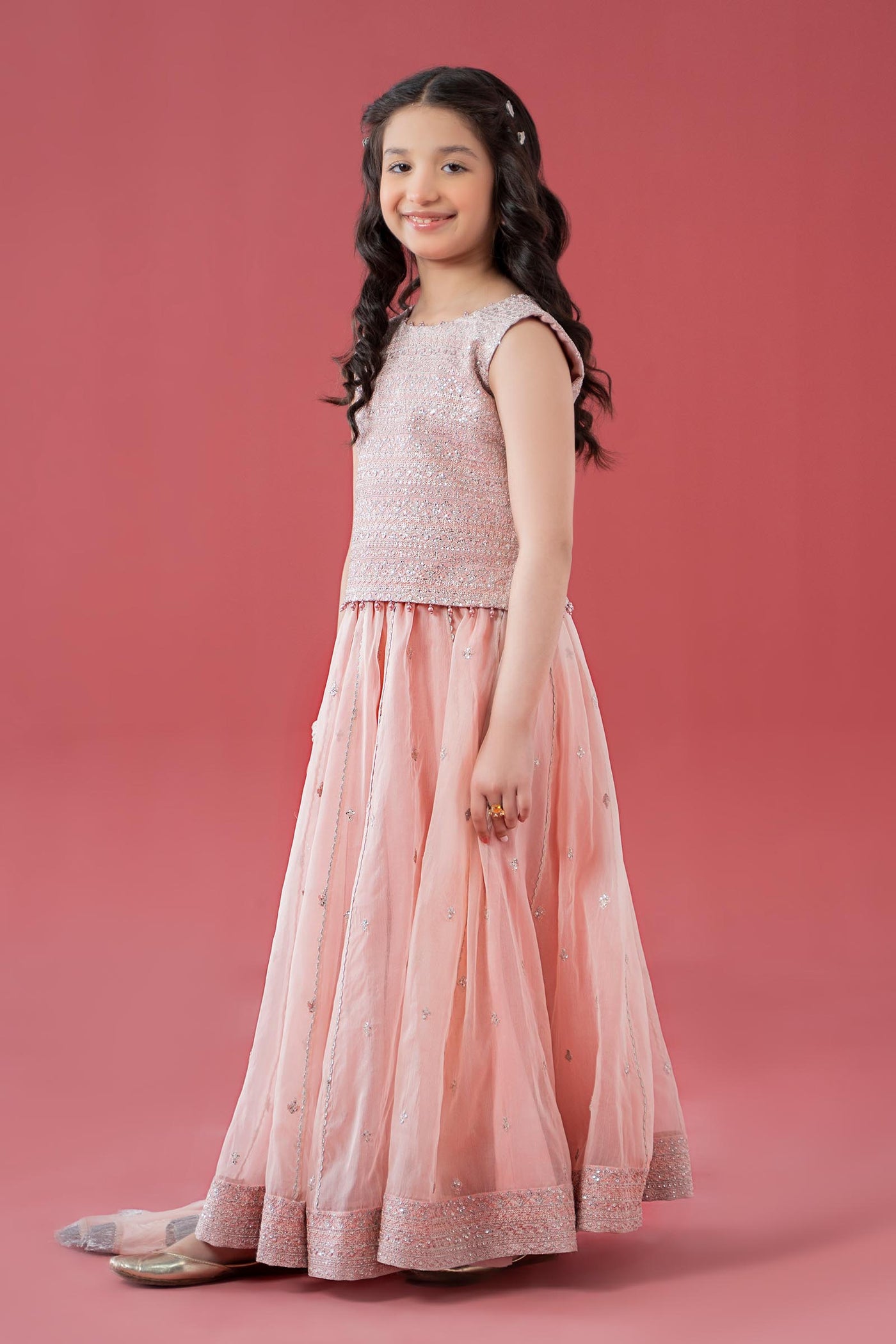 3 Piece Embroidered Raw Silk Suit | MKS-EA25-46