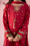 3 Piece Embroidered Raw Silk Suit