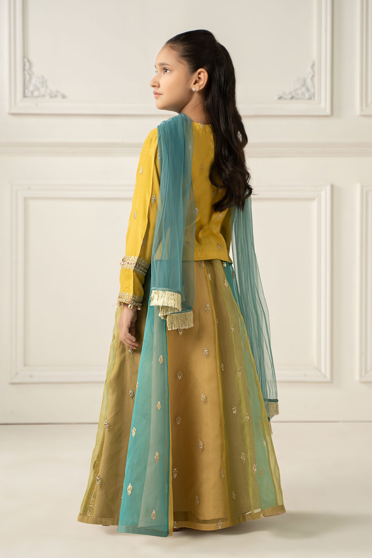 3 Piece Embroidered Raw Silk Suit