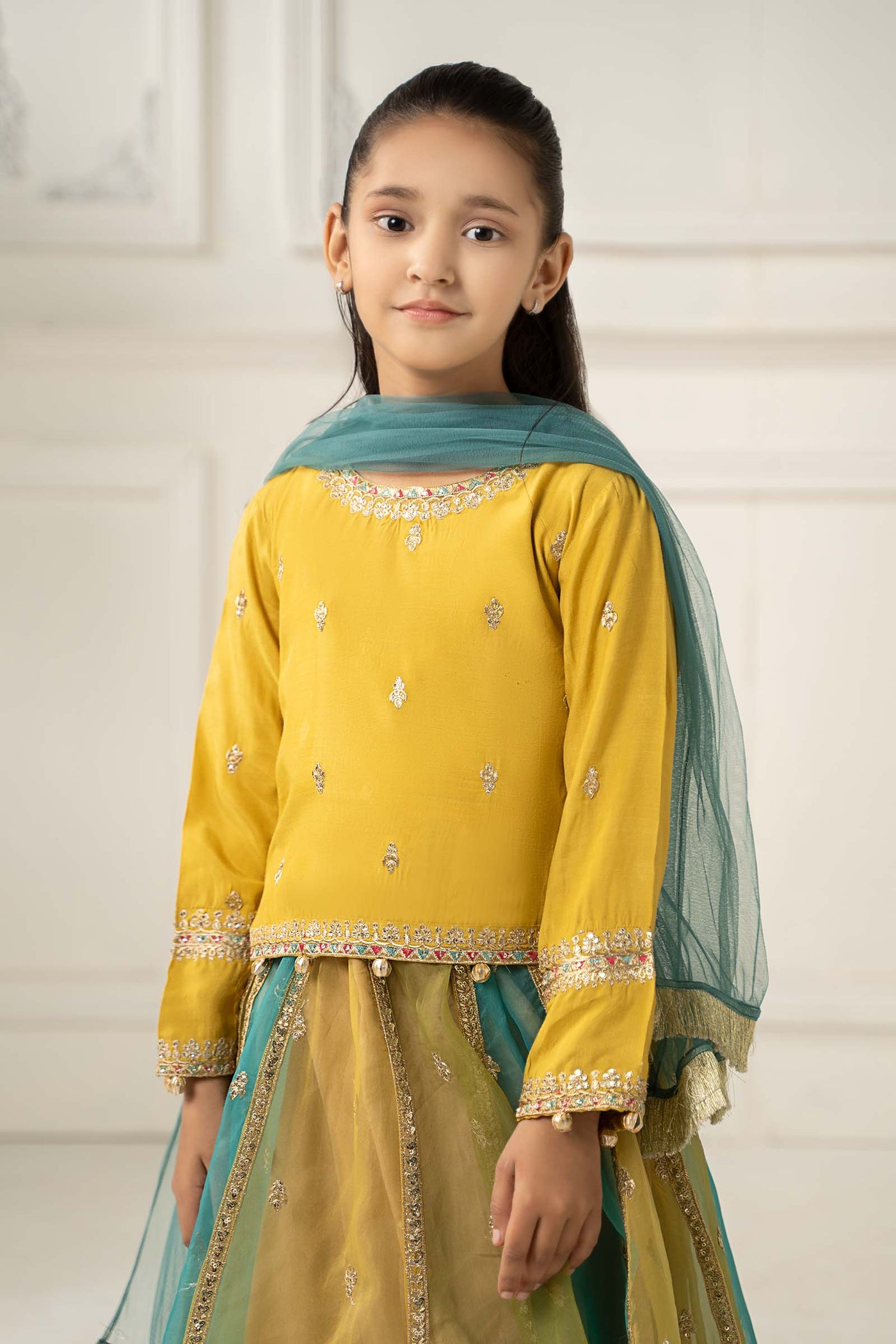 3 Piece Embroidered Raw Silk Suit