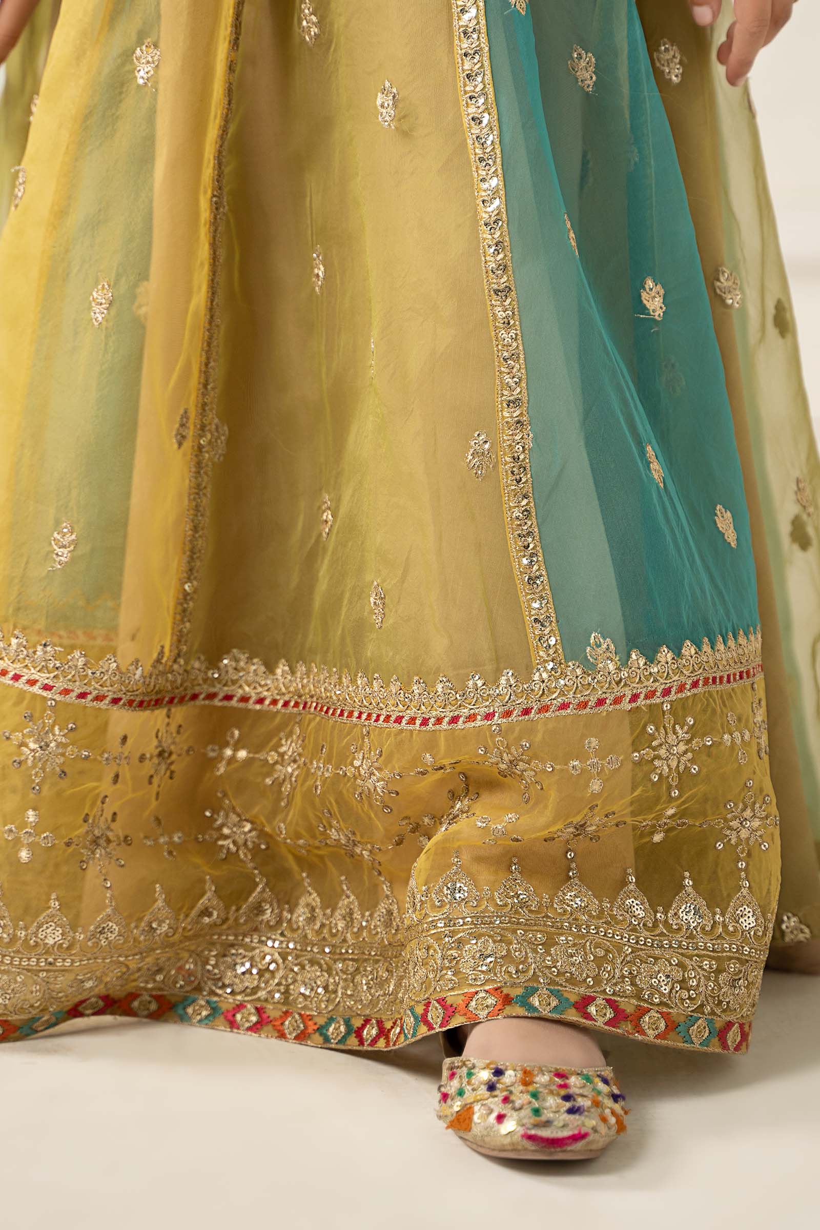 3 Piece Embroidered Raw Silk Suit