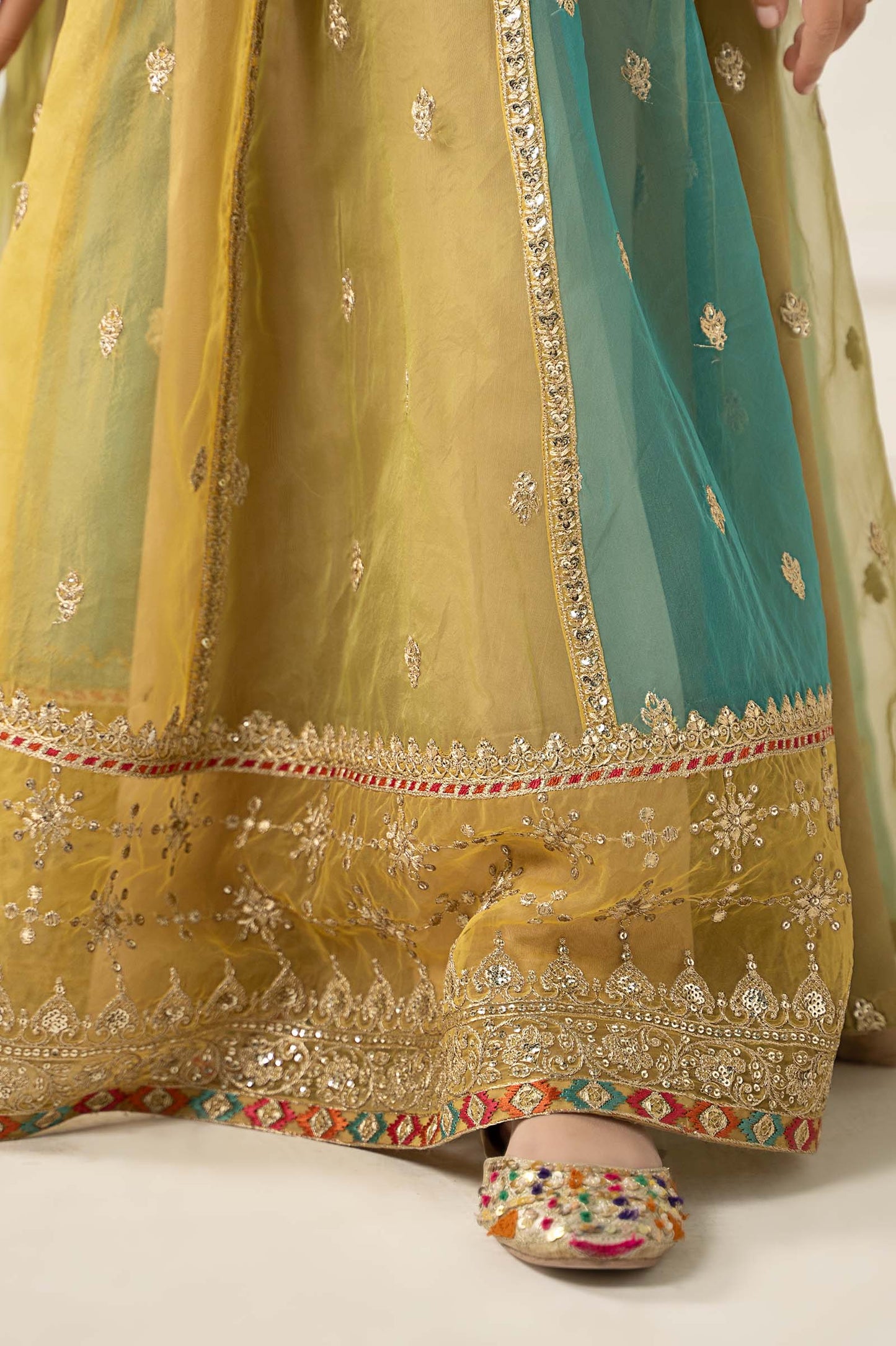 3 Piece Embroidered Raw Silk Suit