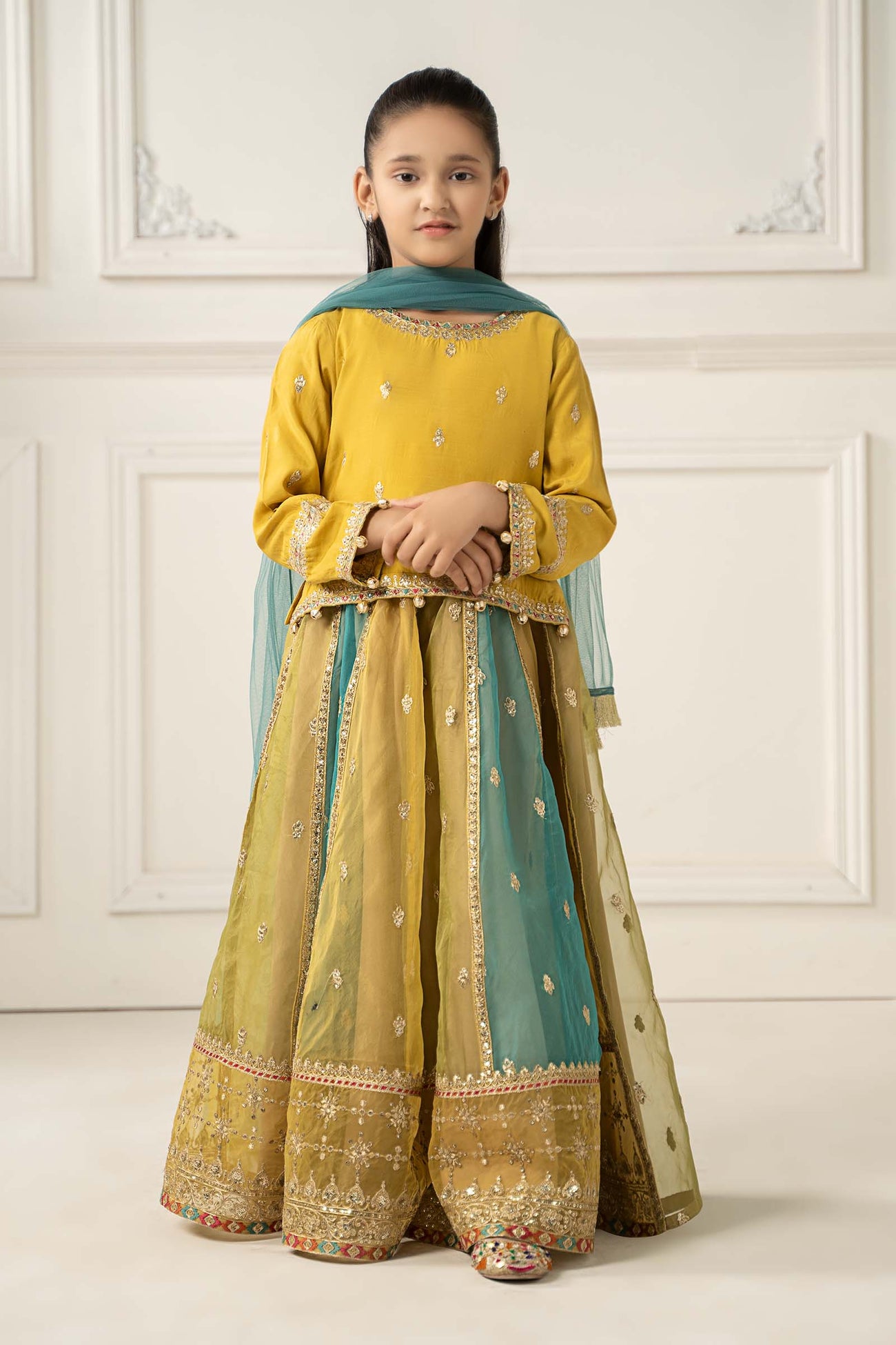 3 Piece Embroidered Raw Silk Suit
