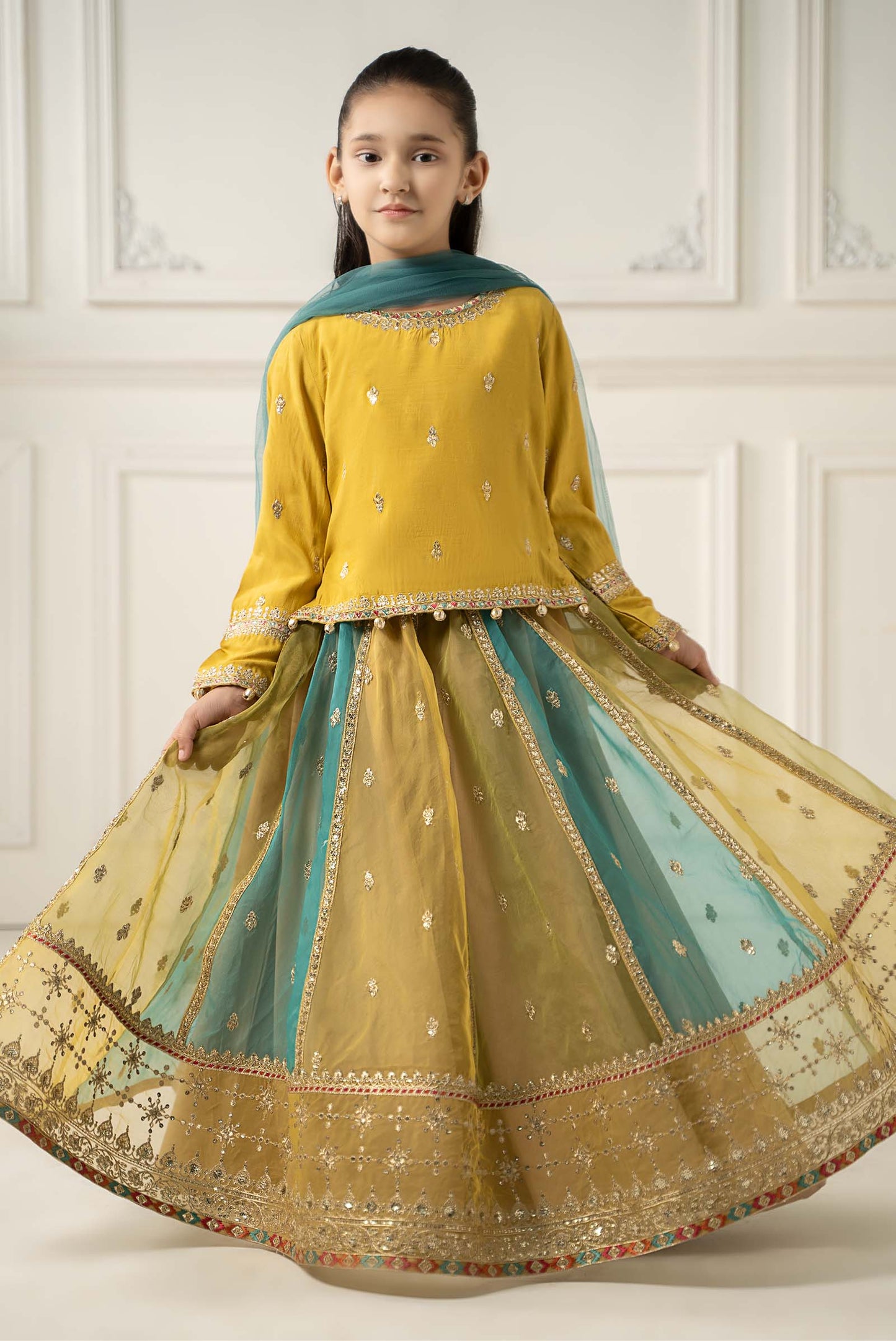 3 Piece Embroidered Raw Silk Suit