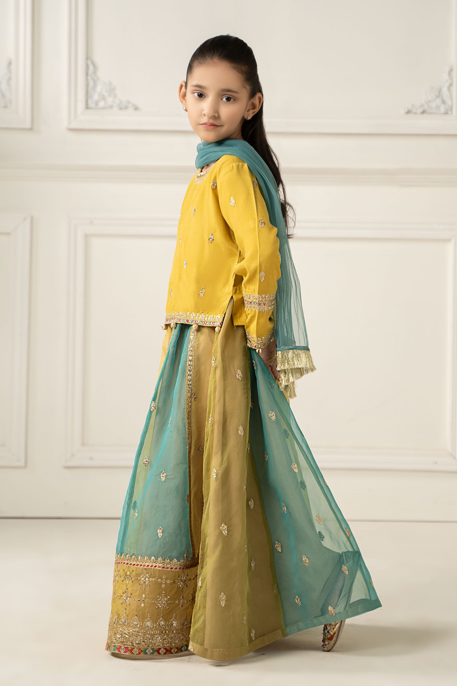 3 Piece Embroidered Raw Silk Suit