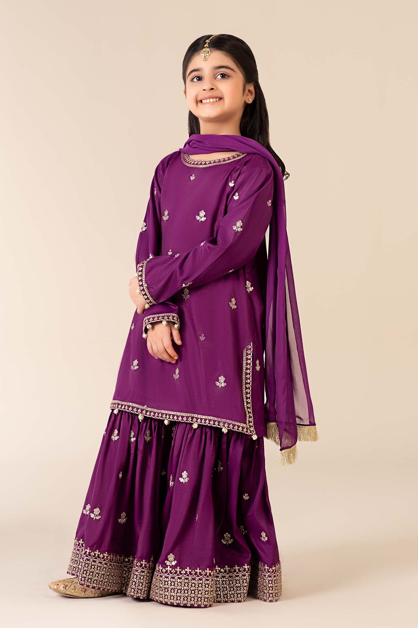3 Piece Embroidered Raw Silk Suit