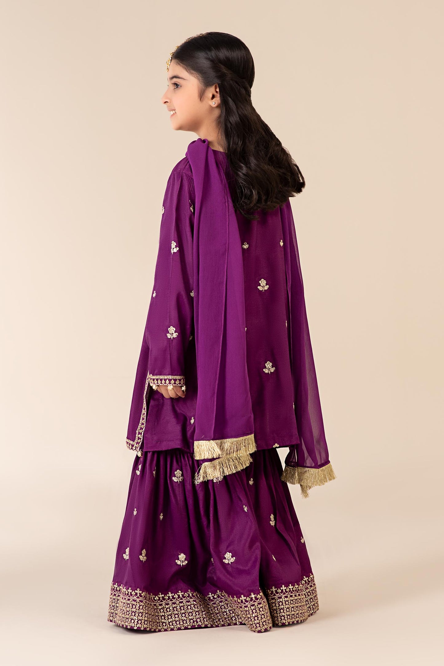 3 Piece Embroidered Raw Silk Suit
