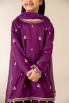 3 Piece Embroidered Raw Silk Suit