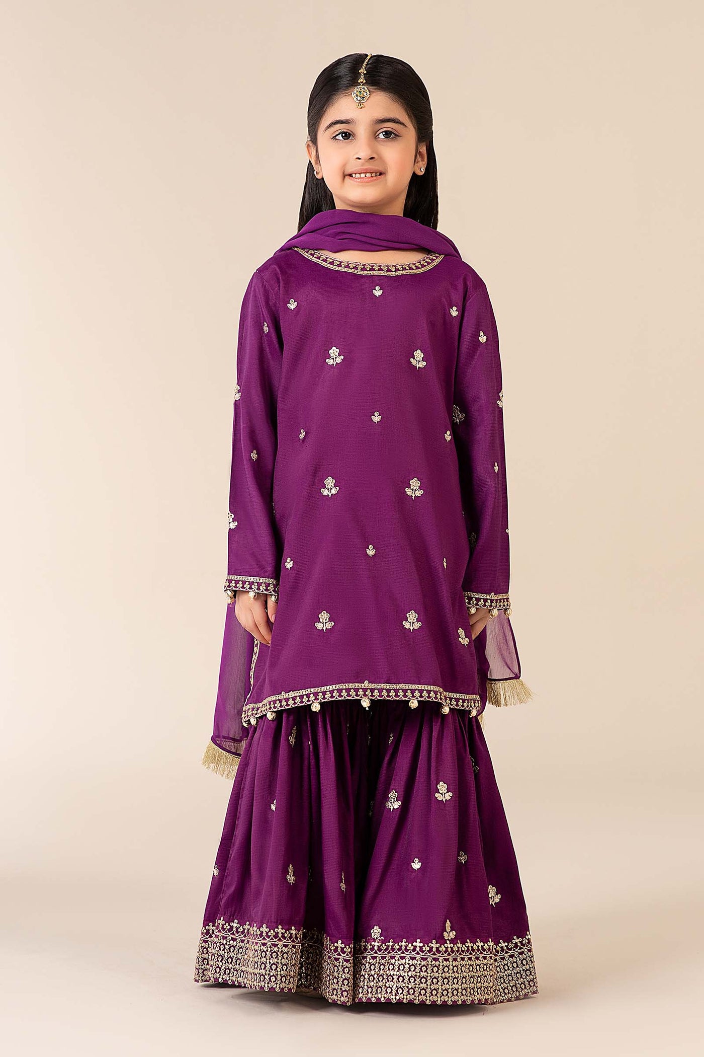3 Piece Embroidered Raw Silk Suit