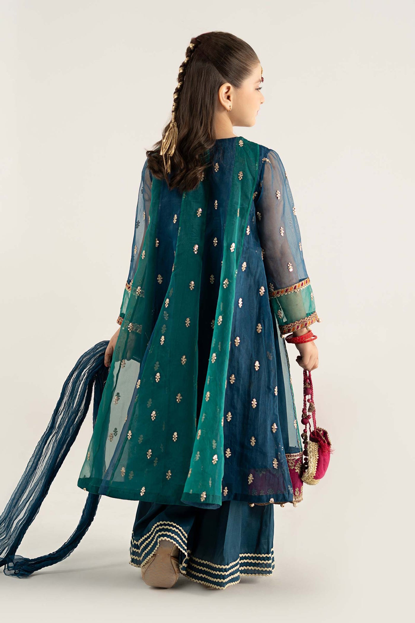 3 Piece Embroidered Poly Organza Suit