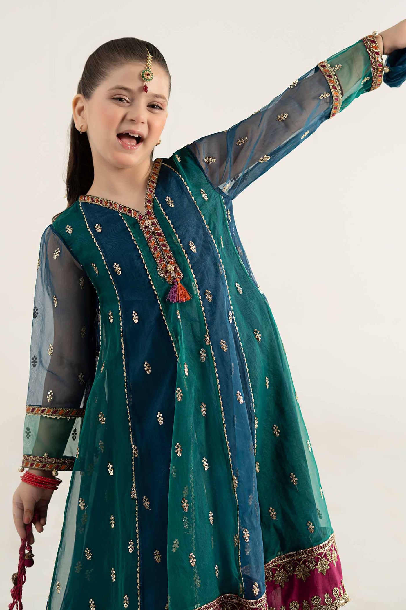 3 Piece Embroidered Poly Organza Suit