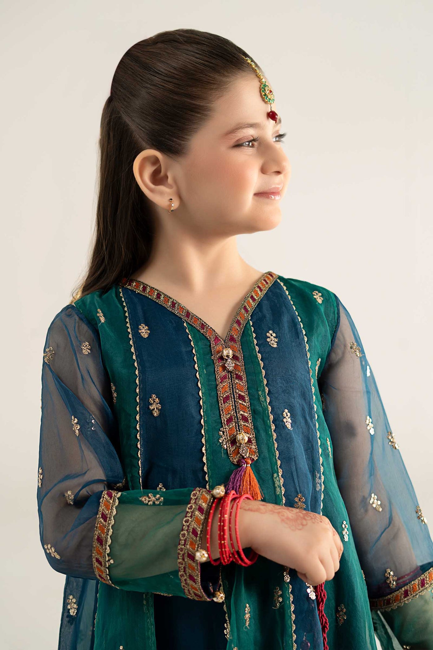 3 Piece Embroidered Poly Organza Suit