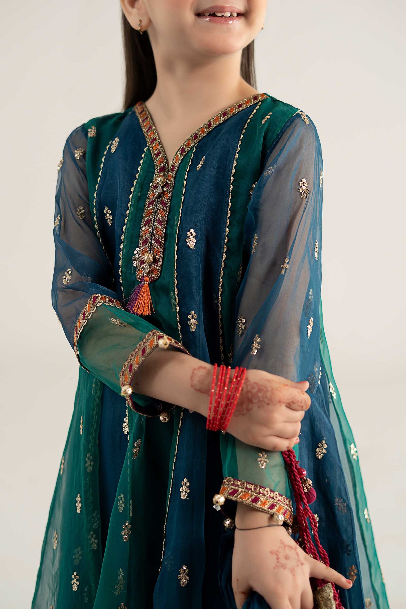 3 Piece Embroidered Poly Organza Suit