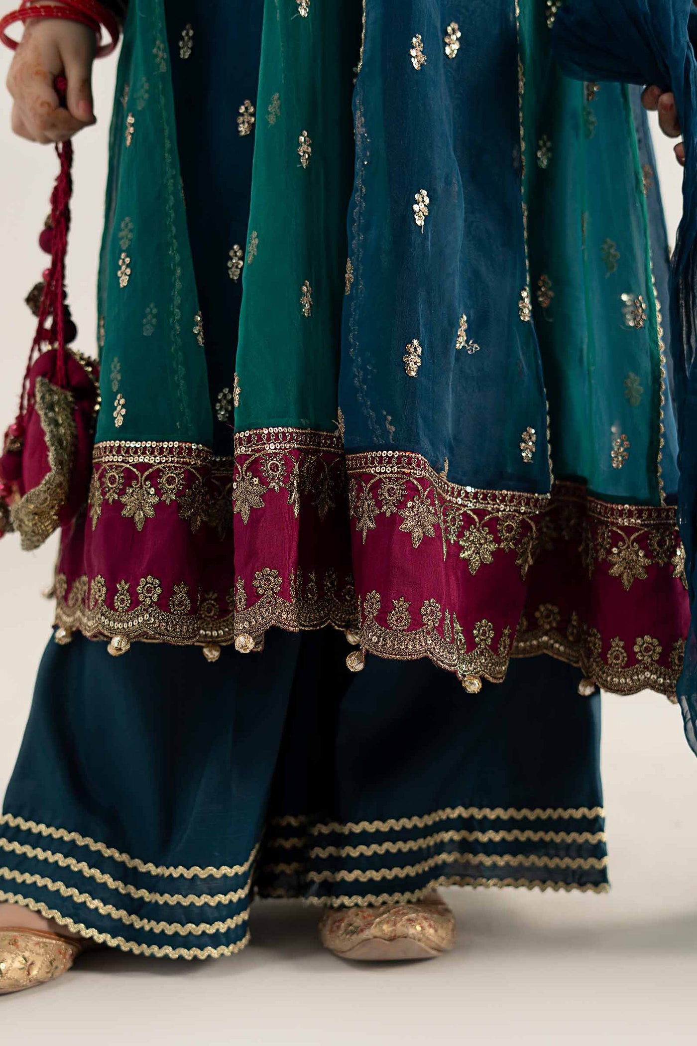 3 Piece Embroidered Poly Organza Suit
