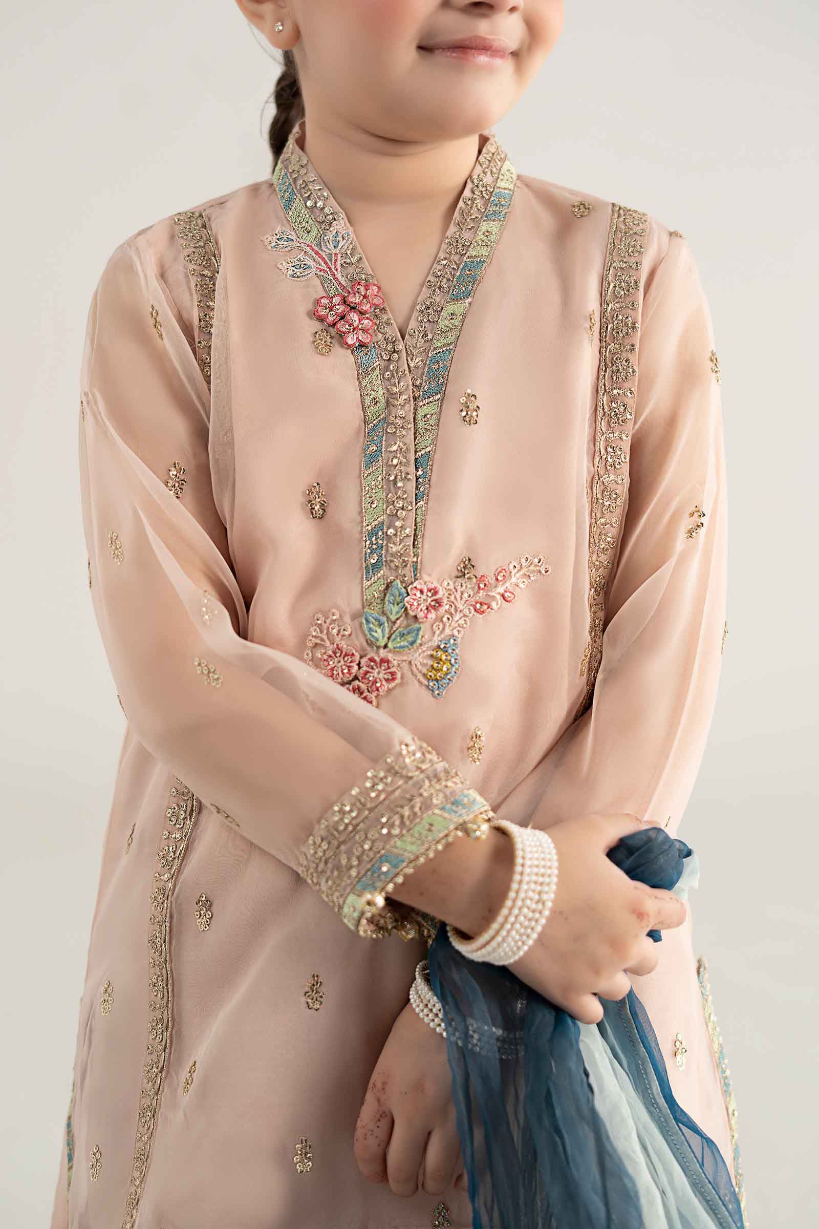 3 Piece Embroidered Poly Organza Suit