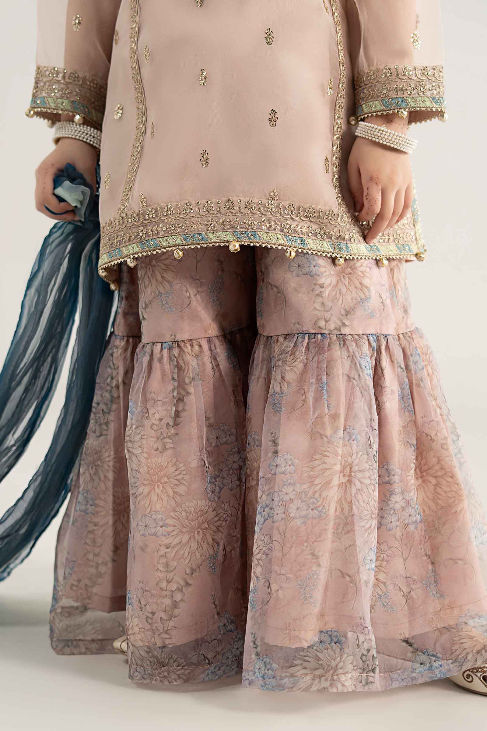 3 Piece Embroidered Poly Organza Suit