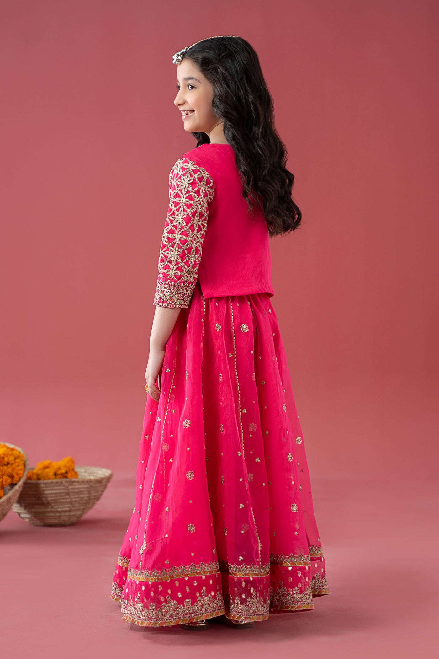 3 Piece Embroidered Poly Organza Suit | MKS-EA25-42/A