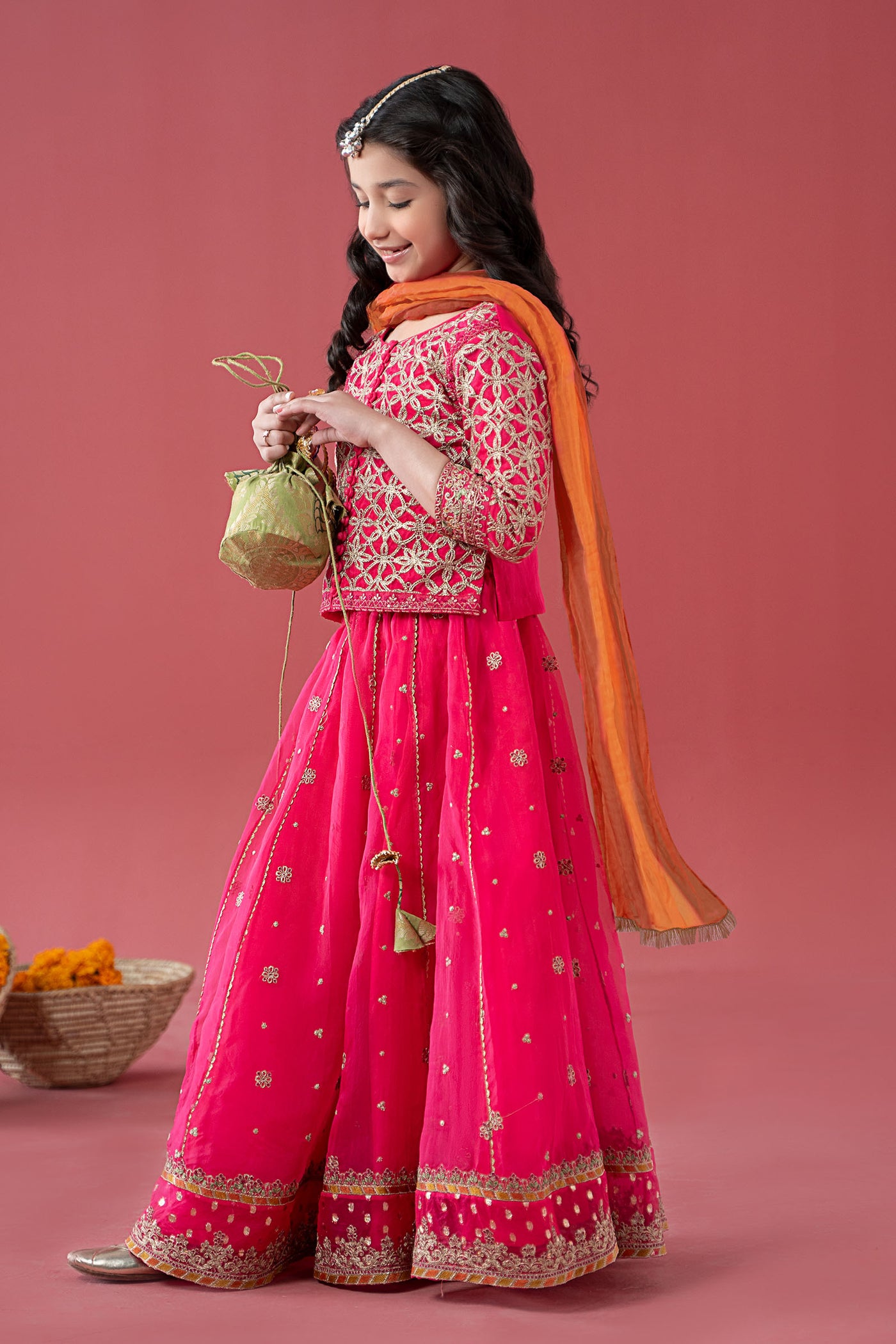 3 Piece Embroidered Poly Organza Suit | MKS-EA25-42/A