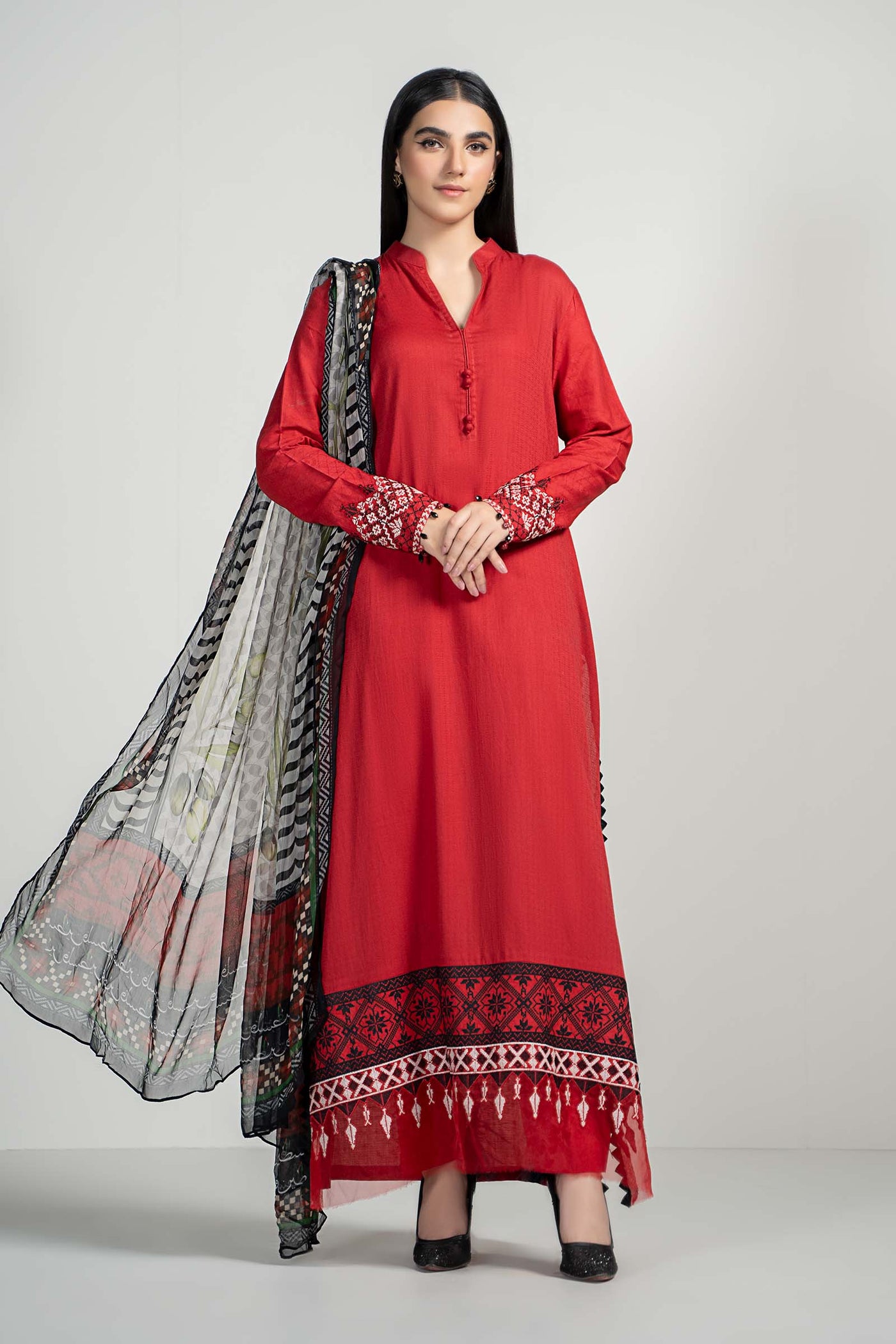 3 Piece Dyed Lawn Suit