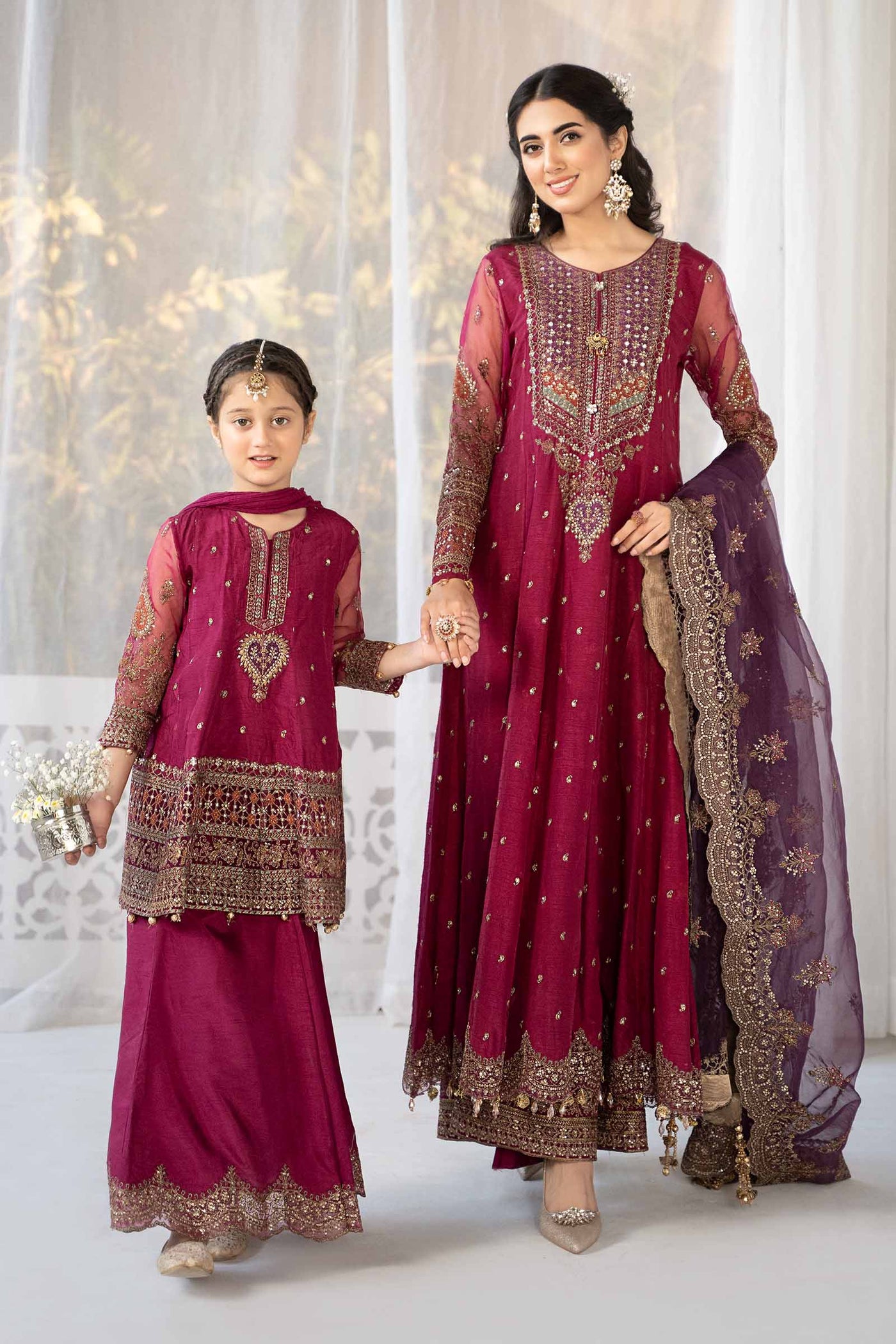 3 Piece Embroidered Raw Silk Suit