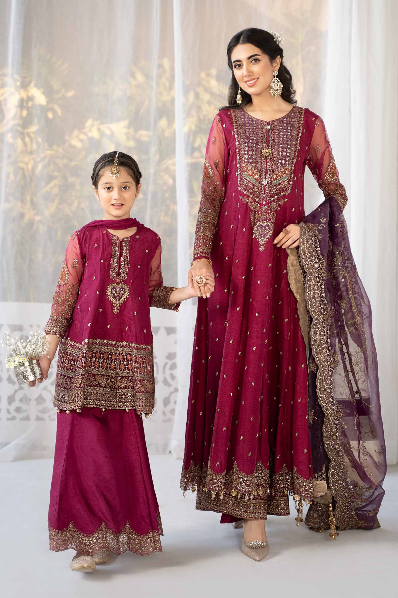 3 Piece Embroidered Raw Silk Suit