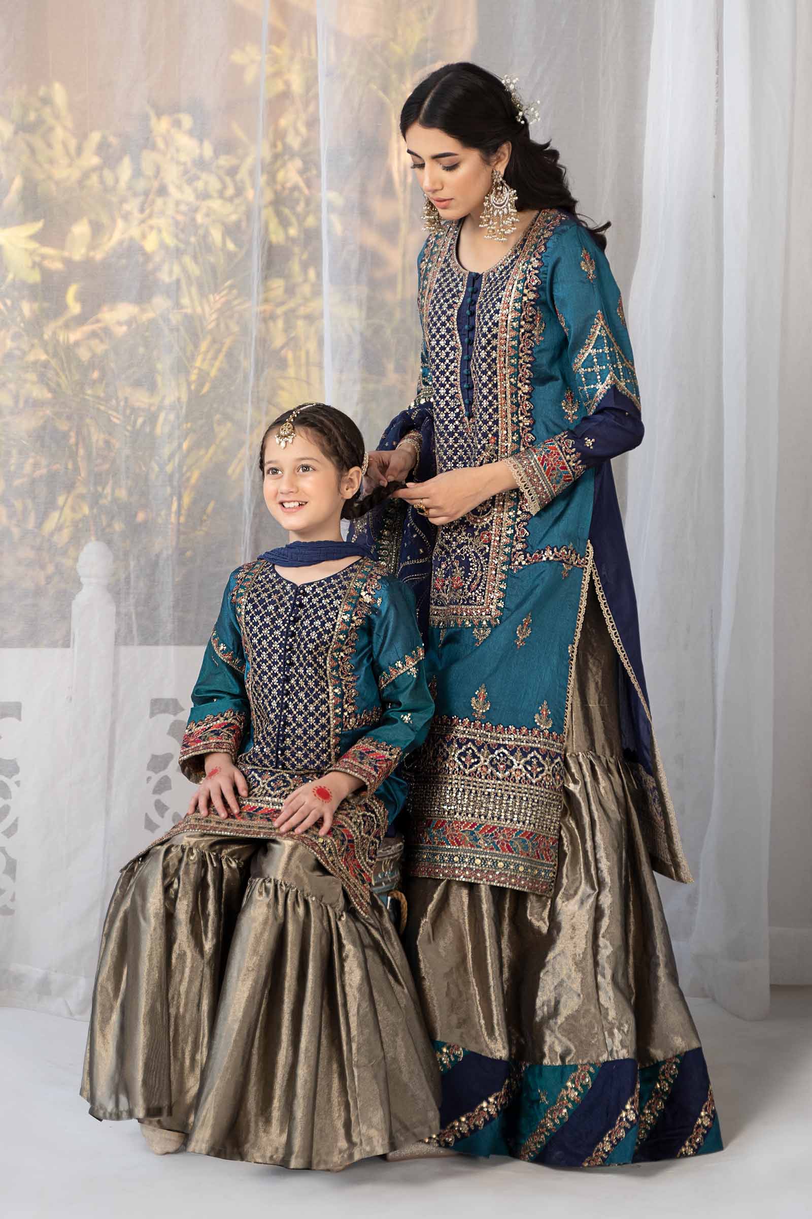 3 Piece Embroidered Raw Silk Suit
