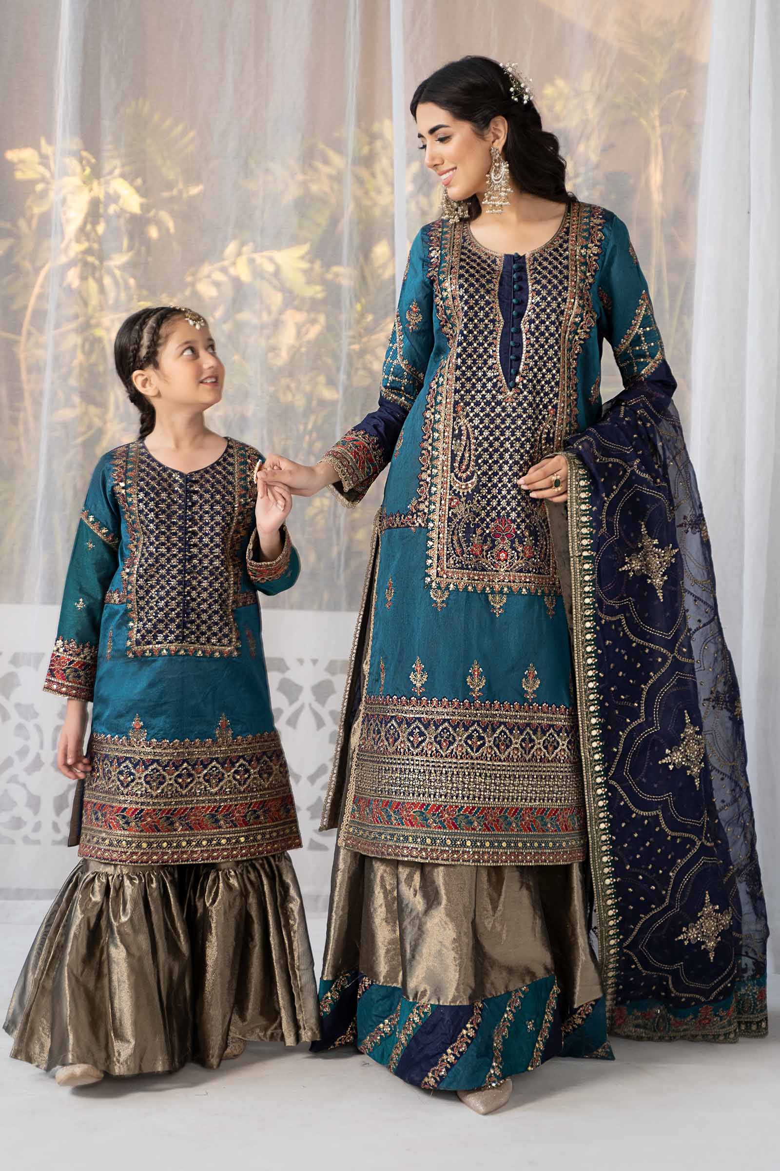 3 Piece Embroidered Raw Silk Suit