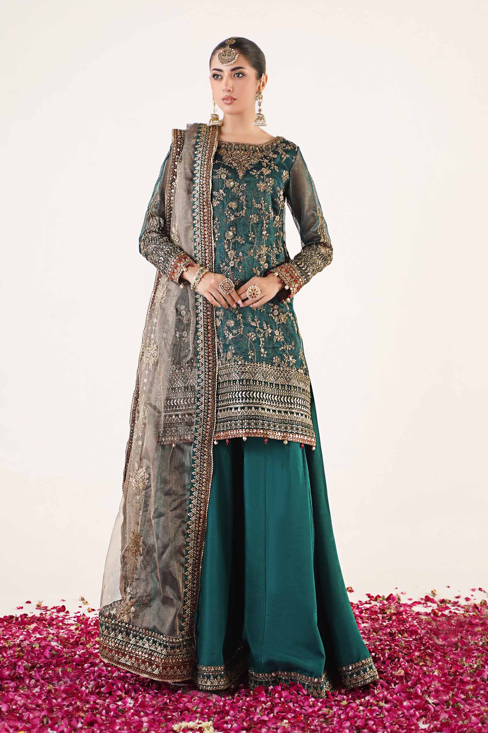 3 Piece Embroidered Organza Suit