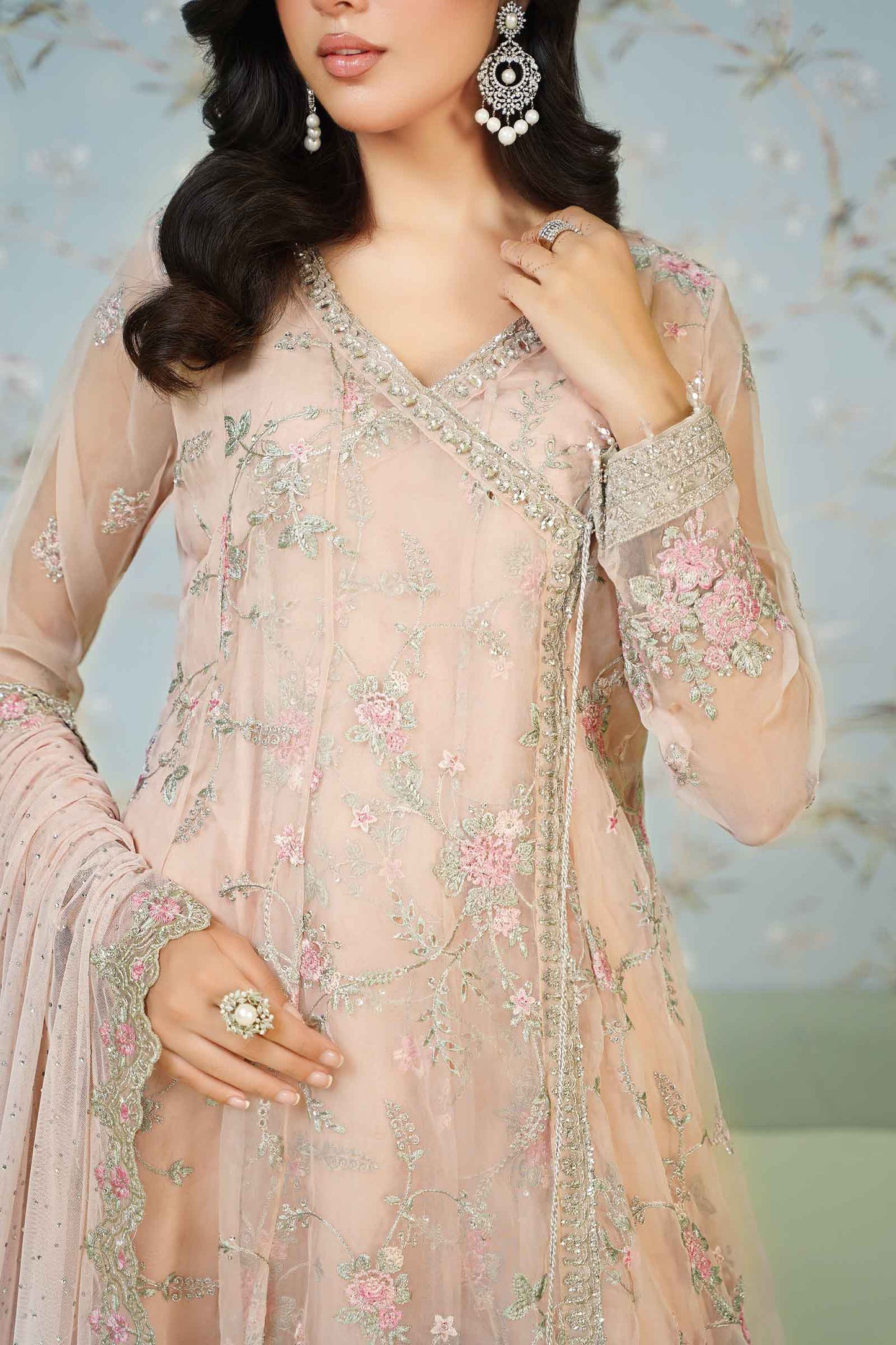 3 Piece Embroidered Organza Suit