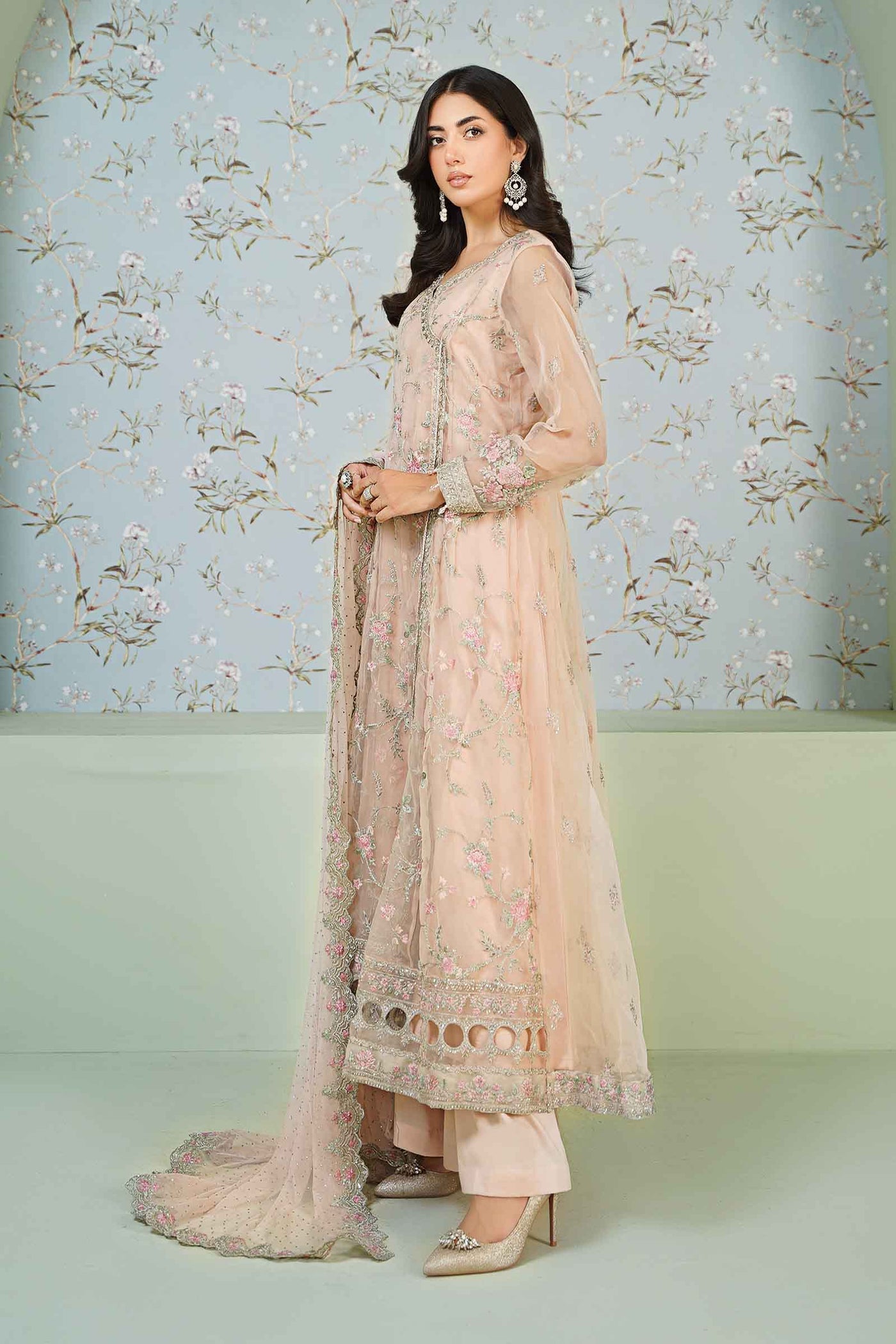3 Piece Embroidered Organza Suit