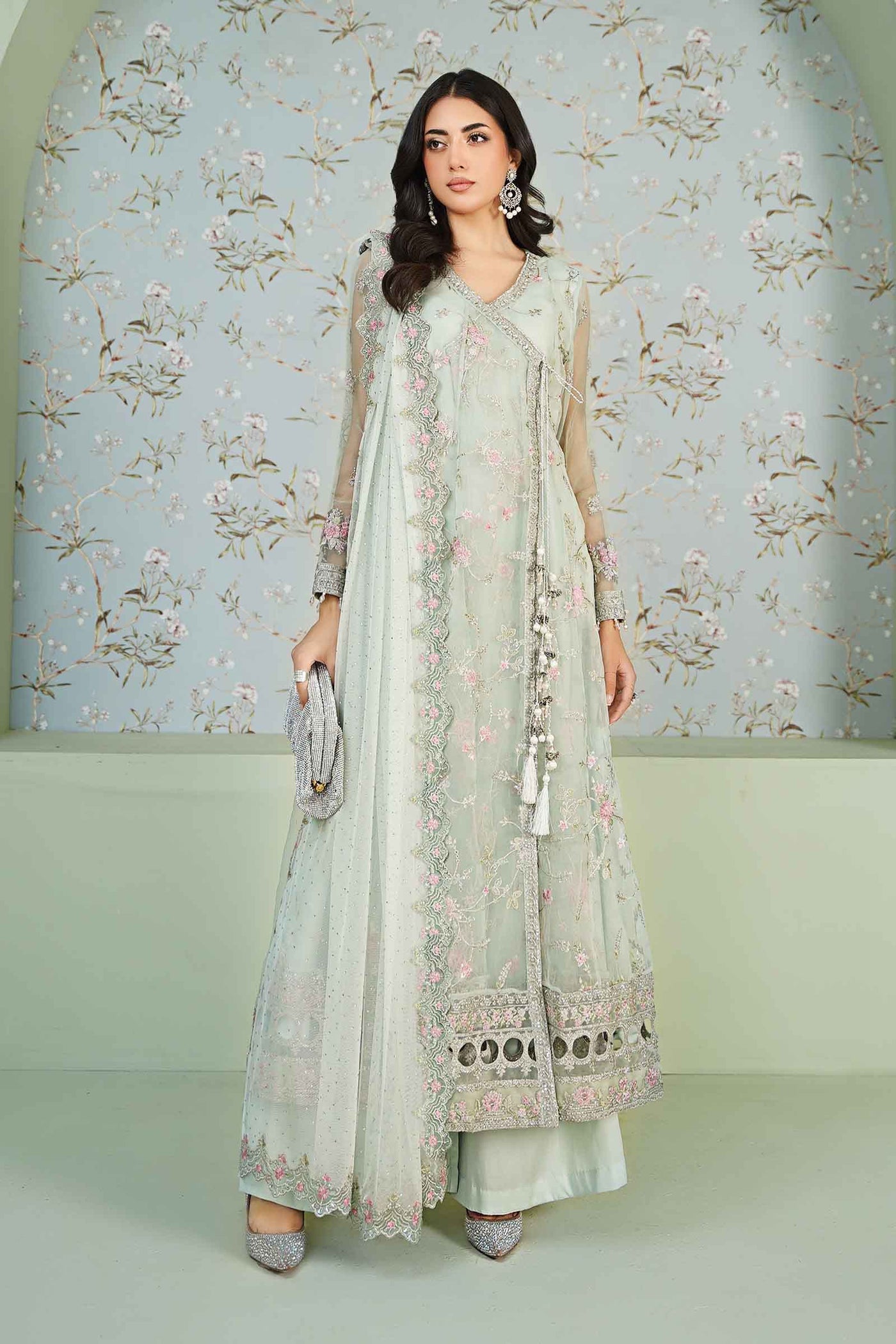 3 Piece Embroidered Organza Suit