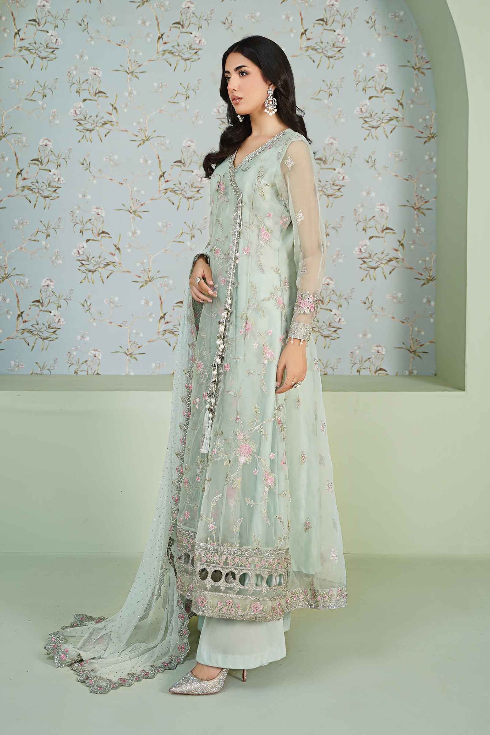 3 Piece Embroidered Organza Suit