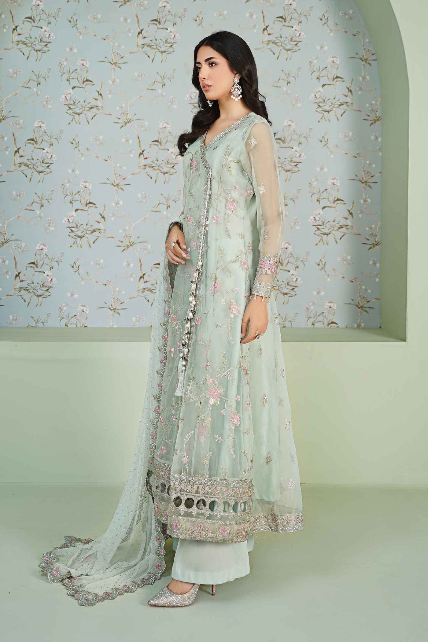 3 Piece Embroidered Organza Suit