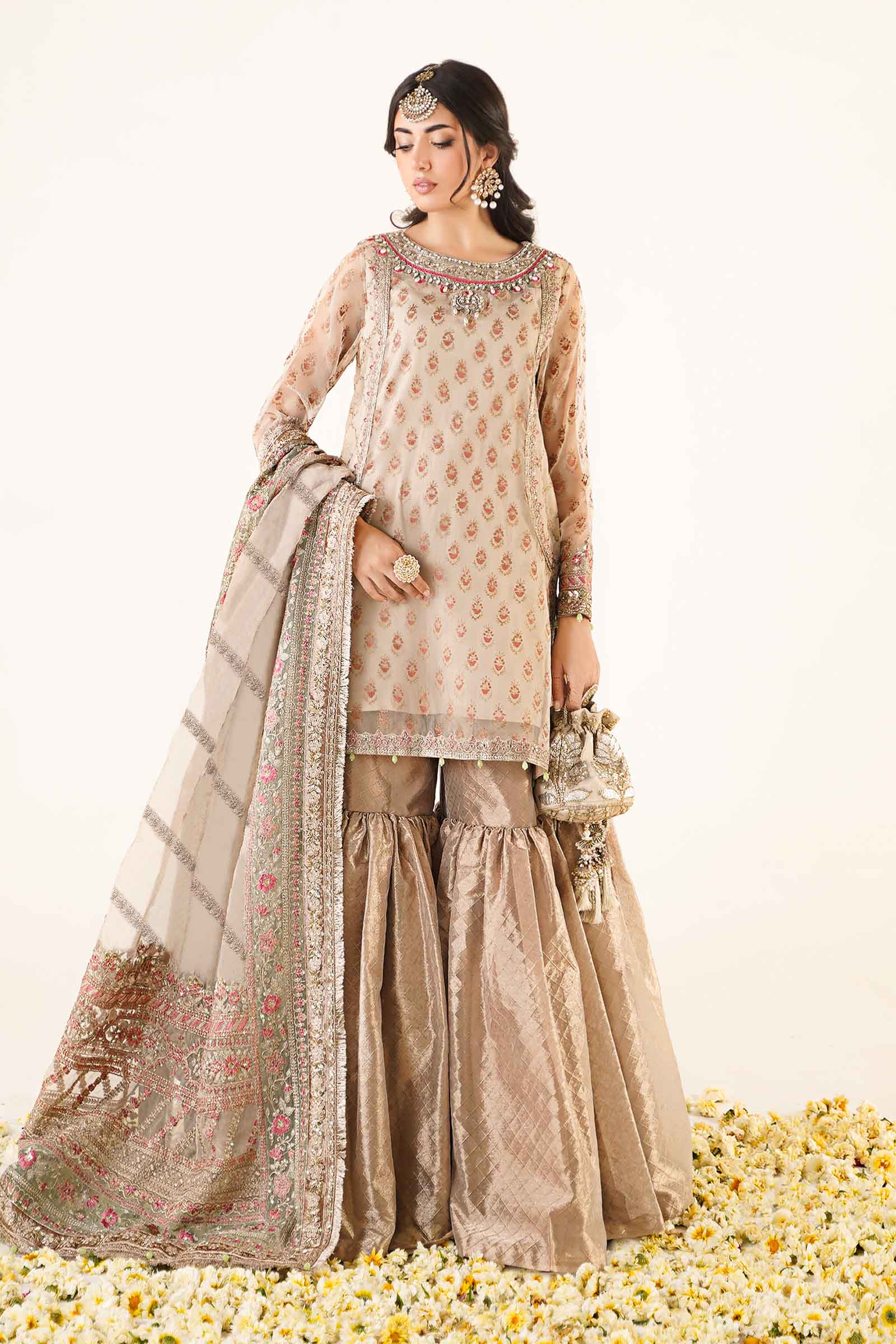 3 Piece Embroidered Organza Suit