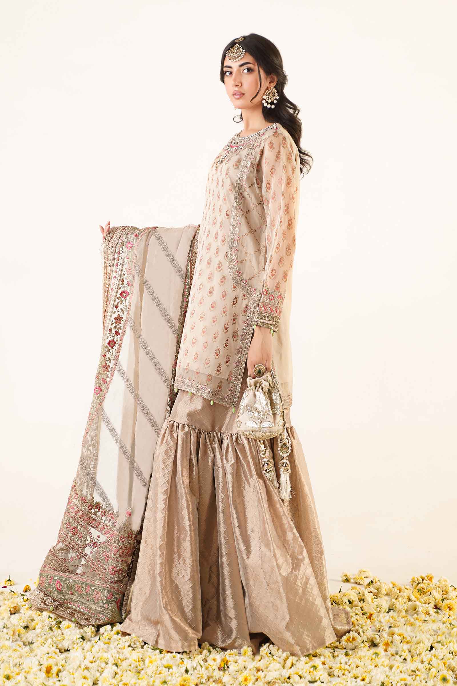 3 Piece Embroidered Organza Suit