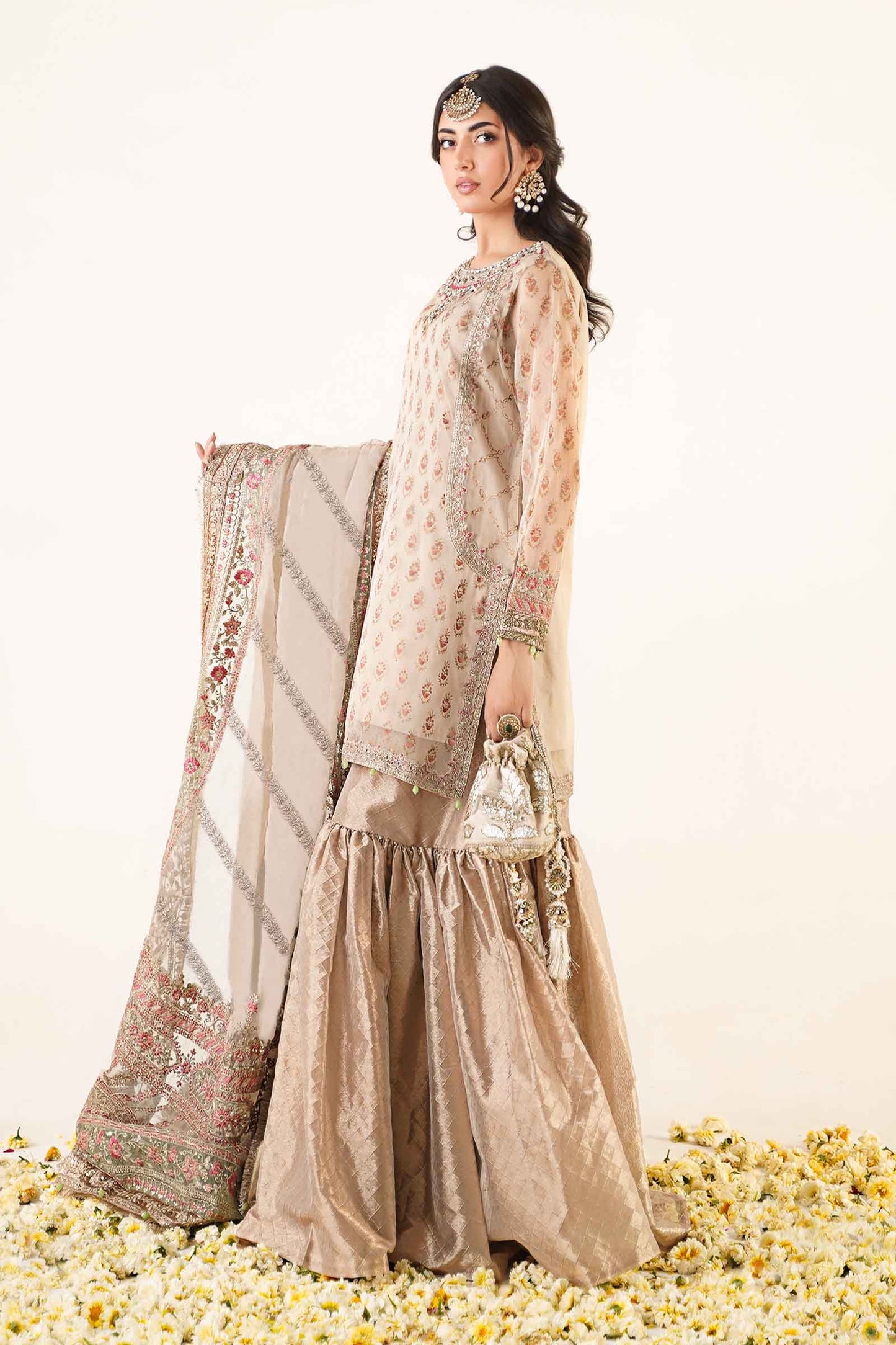 3 Piece Embroidered Organza Suit